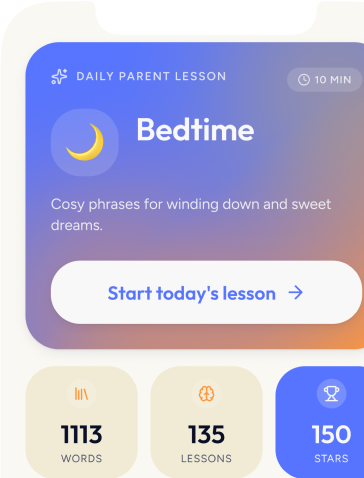 The daily parent lesson screen in the Tildi app