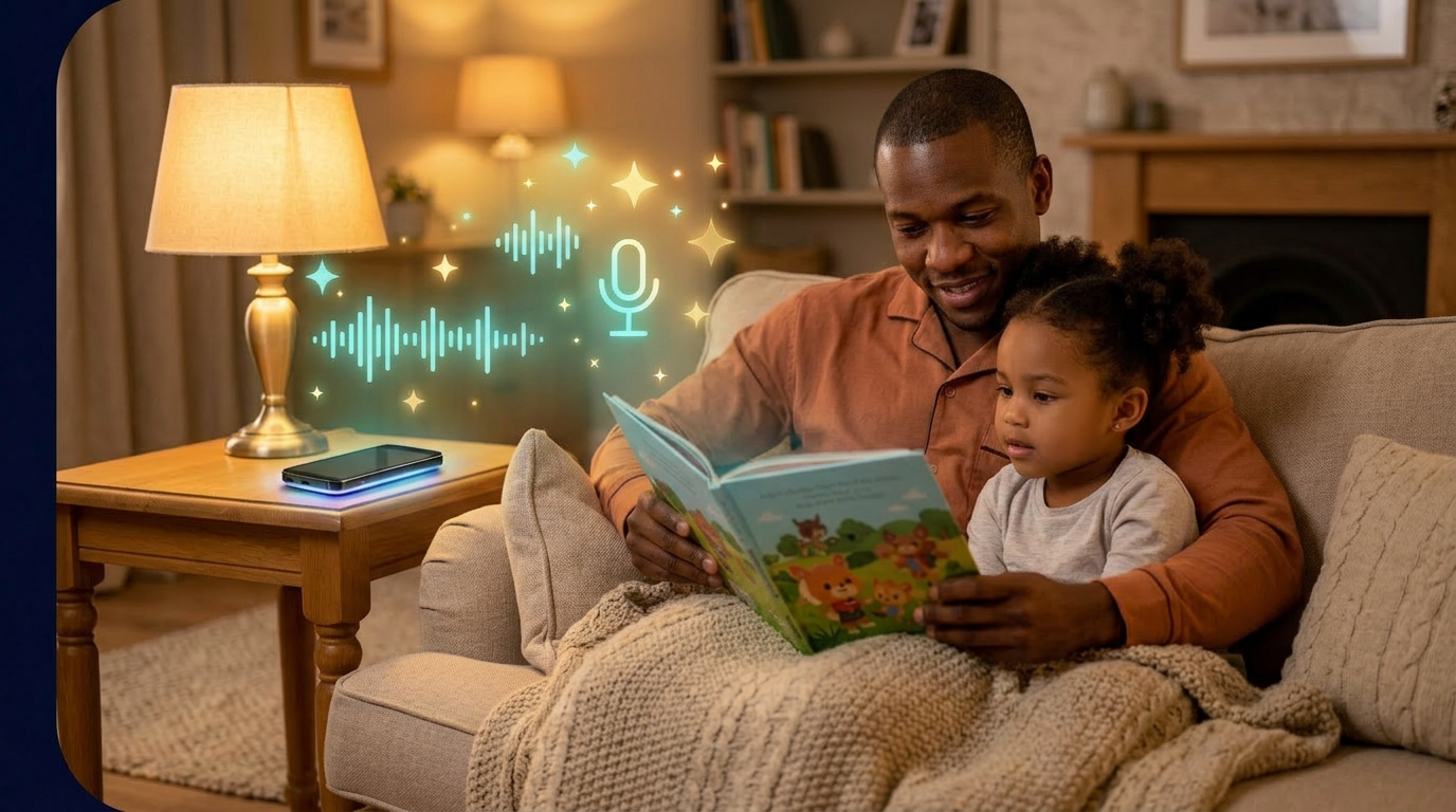 A parent reading to a child at bedtime